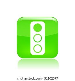 Vector illustration of modern glossy green icon depicting a traffic light icon