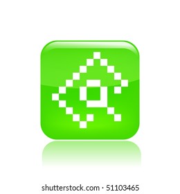 Vector illustration of modern glossy green icon depicting a pixel icon