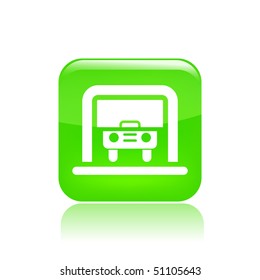 Vector illustration of modern glossy green icon depicting a garage icon
