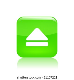 Vector illustration of modern glossy green icon depicting a eject symbol