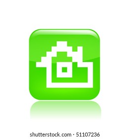 Vector illustration of modern glossy green icon depicting a pixel icon