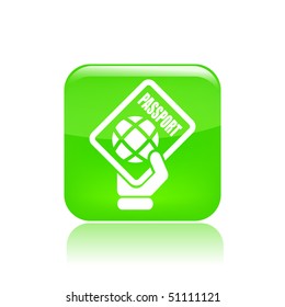 Vector illustration of modern glossy green icon depicting a passport