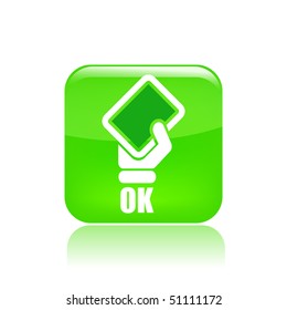 Vector illustration of modern glossy green icon depicting a green tag