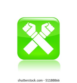 Vector illustration of modern glossy green icon depicting a arms crossed