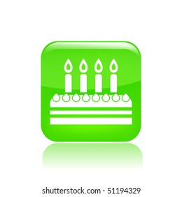 Vector illustration of modern glossy green  icon depicting a birthday cake