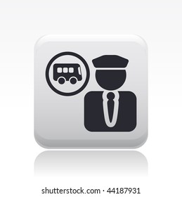 Vector illustration of modern glossy icon depicting a bus conductor symbol