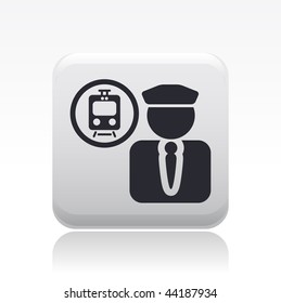 Vector illustration of modern glossy icon depicting a train conductor symbol