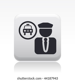 Vector illustration of modern glossy icon depicting a taxi driver symbol