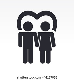 Vector illustration of modern glossy icon depicting a pair of lovers symbol