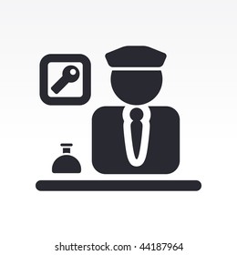 Vector illustration of modern glossy icon depicting a hotel porter symbol