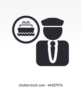 Vector illustration of modern glossy icon depicting a ship captain symbol