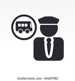 Vector illustration of modern glossy icon depicting a bus conductor symbol