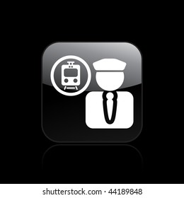 Vector illustration of modern glossy icon depicting a train conductor symbol