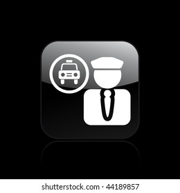 Vector illustration of modern glossy icon depicting a taxi driver symbol