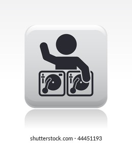Vector illustration of modern glossy icon depicting a deejay in action