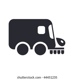 Vector Illustration Of Modern Glossy Icon Depicting A Street Cleaner