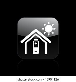 Vector illustration of modern glossy icon depicting a home powered by solar energy