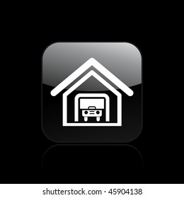 Vector illustration of modern glossy icon depicting a garage into a dwelling
