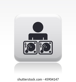 Vector illustration of modern glossy icon depicting a deejay in action