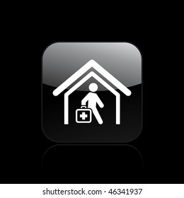 Vector Illustration Of Modern Glossy Icon Depicting A Physician Home Visit