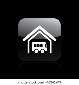 Vector illustration of modern glossy icon depicting a bus garage
