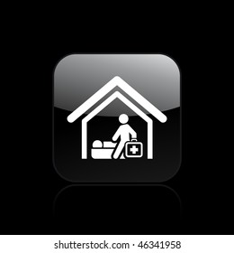 Vector Illustration Of Modern Glossy Icon Depicting A Physician Home Visit