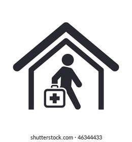 Vector illustration of modern glossy icon depicting a physician home visit