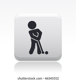 Vector illustration of modern glossy icon depicting a golf player