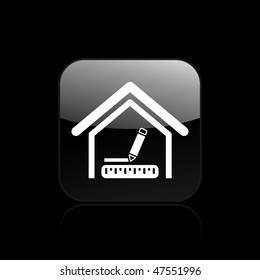 Vector illustration of modern glossy icon depicting a home measurement concept