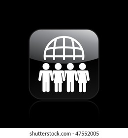 Vector illustration of modern glossy icon depicting a global people meeting