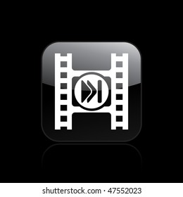 Vector illustration of modern glossy icon depicting a skip button of a video player