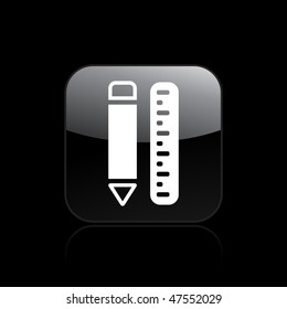 Vector illustration of modern glossy icon depicting a pen and ruler
