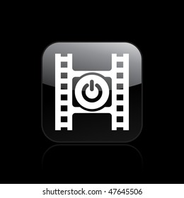 Vector illustration of modern glossy icon depicting a power button of a video player