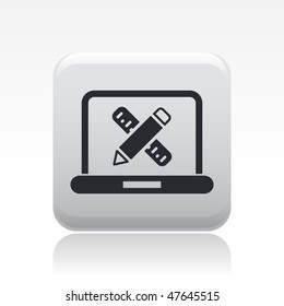Vector illustration of modern glossy icon depicting a cumputer design or architecture software