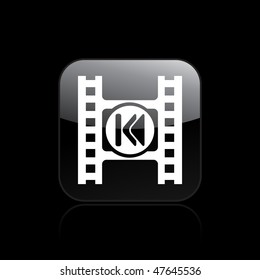 Vector illustration of modern glossy icon depicting a back button of a video player