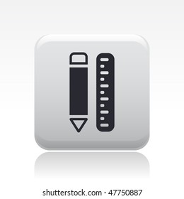 Vector illustration of modern glossy icon depicting a pen and ruler