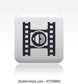 Vector illustration of modern glossy icon depicting a audio button of a video player