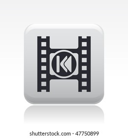 Vector illustration of modern glossy icon depicting a back button of a video player