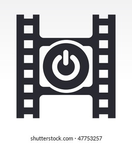Vector illustration of modern glossy icon depicting a power button of a video player