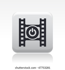 Vector illustration of modern glossy icon depicting a power button of a video player