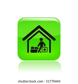 Vector Illustration Of Modern Glossy Icon Depicting A Physician Home Visit