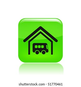 Vector illustration of modern glossy icon depicting a bus garage