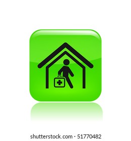 Vector Illustration Of Modern Glossy Icon Depicting A Physician Home Visit