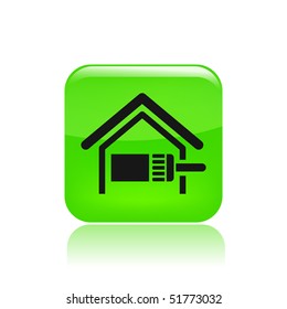 Vector illustration of modern glossy icon depicting a brush to paint the walls