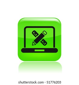 Vector illustration of modern glossy icon depicting a computer design