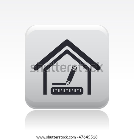 Vector illustration of modern glossy icon depicting a home measurement concept