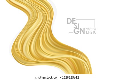Vector illustration: Modern golden flow background. Abstract wave liquid shape. Template for your design