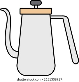 Vector illustration of a modern gooseneck coffee kettle with minimal design, isolated on white background