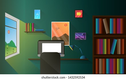 vector illustration modern graphic design of office,working room for background.