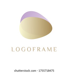 Vector illustration of a modern graphic trendy design element. Dynamic golden, violet, lavender shapes and lines. Gradient abstract banner with flowing liquid shapes. Template for logo design, flyer.
